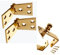 PAIR OF BRASS COUNTER FLAP HINGES 1 1/4 INCH X 4 INCH & COUNTER CATCH + SCREWS