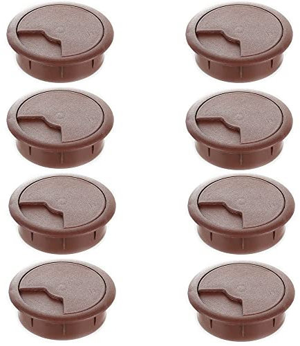 sossai® Pasacables redondos | juego de 8 | KDM2 | Color: marron | Diámetro: 60 mm | Material: plástico (Hecho en EU)