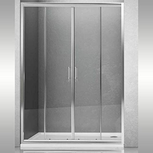 Porta Doccia Scorrevole Slide4 per Box Nicchia Quattro Ante Cristallo Trasparente (1, 196-202 x h190 cm)
