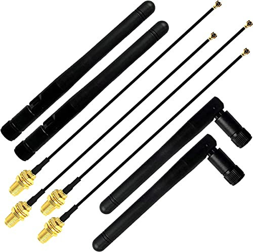 Youmile 4 Stücke WiFi SMA Weiblich Antenne WLAN Antenne 3dBi 2,4GHz + 4 Stücke 15cm IPEX IPX SMA Weiblich Pigtail für WLAN Karte/WLAN-Router
