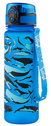 Baagl Kinder Trinkflasche Auslaufsicher Wasserflasche 500ml, Schule und Sport Flasche für Jungen, Mädchen Tritan (Walen)