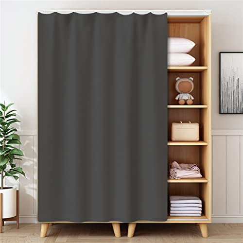 LIVEINU Schrankvorhänge für Küche, Kleiderschrank, Badezimmer, Staubdichter Vorhang für Regale, Wandpaneele, hängende Tür, Japanische Noren, Klettband Selbstklebend 100x140cm Dunkelgrau