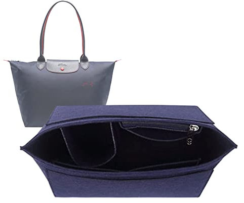 Lckaey Geldbörse Organizer Einsatz für Longchamp le pliage große Tragetasche Organizer Einsatz Filz Organizer 1028 Marineblau S/26,4 x 13 x 17 cm AG