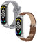 2-PCS Armbänder Für Xiaomi mi Band 7 Silikon + Leder Ersatzband Für Damen Herren Armband mit Kompatibel mit Xiaomi mi Band 7 (C)