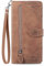 NEXCURIO Zip Wallet Case Compatible with Apple iPhone 13 Phone Case Wallet with Credit Card Holder Strap Stand Women Leather Flip Case Floral Folding Cover Shockproof - Brown