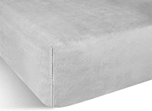 Flanell Spannbettlaken - Kuscheliges Bettlaken mit Cashmere Touch und 35 cm Steghöhe - Winter Spannbetttuch für 90x200, 100x200, 140x200 und 180x200 Farbe Hellgrau Größe 180 cm x 200 cm