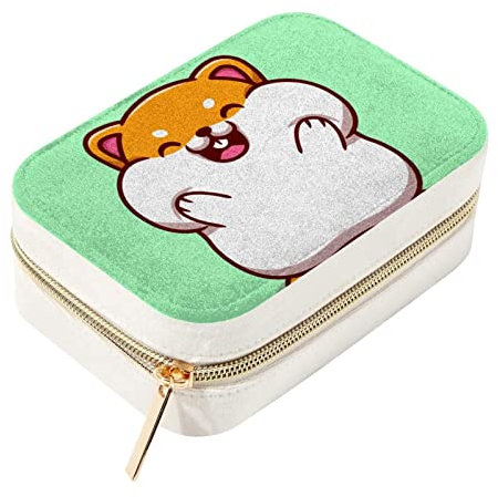 DJROW Mini-Schmuckkästchen für Ringe, Anhänger, Ohrringe, Halsketten, Organizer, Geburtstagsgeschenke, niedlicher Hamster, hält Wangen, Cartoon