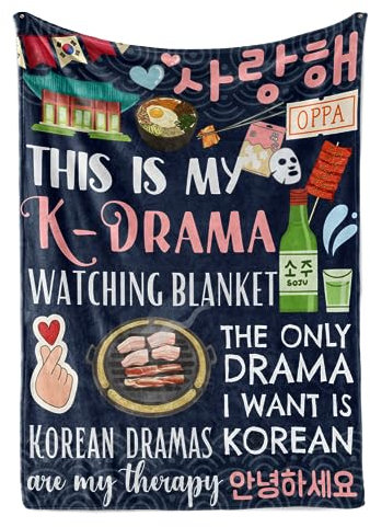 Huglanket Korean Drama Gifts Kdrama Merch Decke für Damen, Flanell-Überwürfe für K-Drama-Liebhaber, Blau, 127 x 165 cm