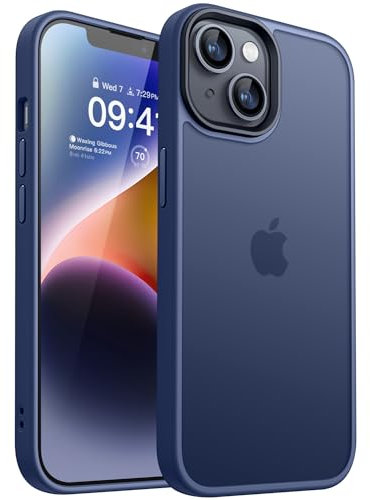 CANSHN Cover Opaca per iPhone 13 e iPhone 14(6,1 Pollici), Custodia Traslucida Opaca Protettiva Sottile Antiurto - Blu Scuro