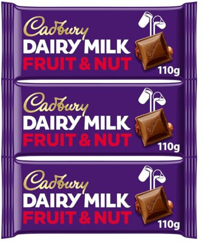 Chocolate Bundle With Dairy Milk Fruit & Nut Chocolate Bar 110g (3 Pack)