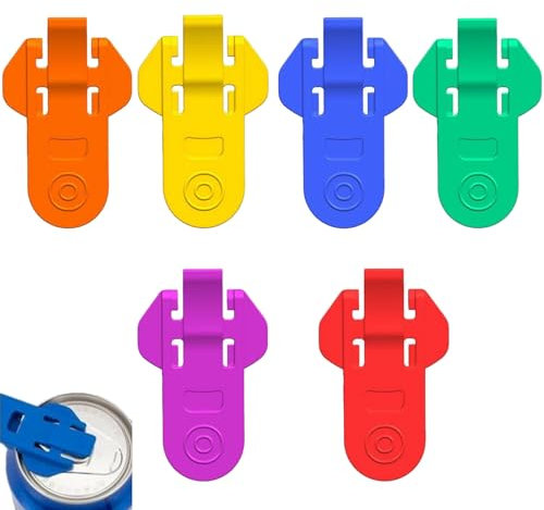 6 PCS Ring Pull Can Opener Aid Can Lids for Fizzy Drinks Colored Soda Beer Can Opener Easy Can Opener Beverage Can Top Ring Opener Tool Ring Pull Opener Can Cover Protector