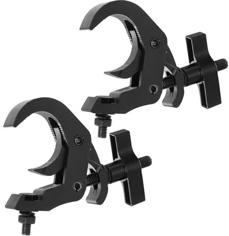 sourcing map Light Truss Clamps, 1.2 W Stage Lighting Pipe C Clamp Aluminum Alloy for 1.57-2.05 OD Tube Max Load 200lb, Black 2Pcs