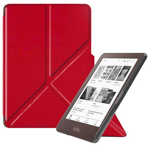 ZTAOOPOU Antiurto Custodia per KOBO Clara Colour Cover - Custodia KOBO Clara BW 6 E-book Custodia con supporto pieghevole Custodia protettiva (rosso)