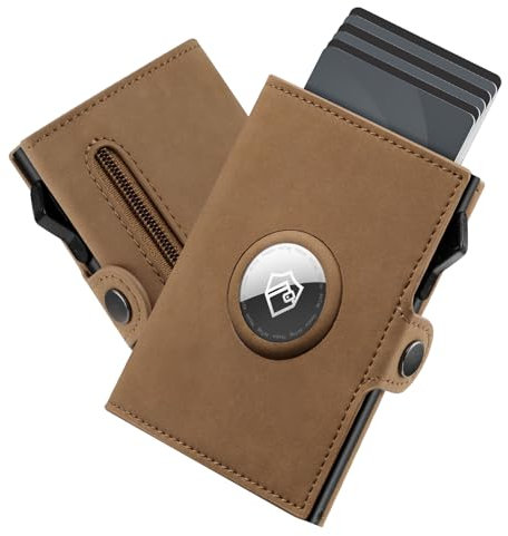 YESIIW Porte Carte Airtag avec Très Grande Capacité Pop-up Portefeuille Airtag pour Protection RFID & Magnétique Portefeuille Homme avec 7 Emplacements pour Cartes & Monnaie AirTag Wallet