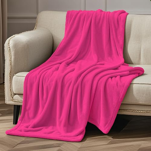 GOUTUI Plaid Canape 80 x 130 cm Ultra Douce et Duveteuse Couverture Douillette Polyester pour Toutes Les Saisons, Rose Rouge