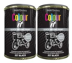 PEBBLE HUG Jet Black Gloss Paint, Quick-Drying Formula, DIY Project, Durable & Long-Lasting, Suitable For Wood, Metal, Plastic, doors, Interior And Exterior Use, 300ml, (2 Pcs)