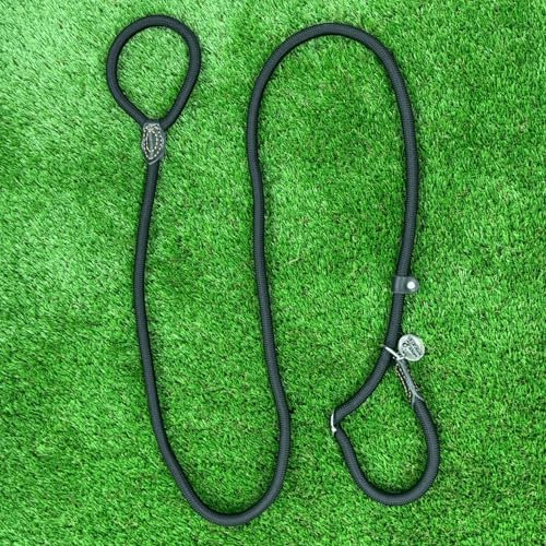 Tail Trek Professional Dog Training Slip Lead | Soft Nylon Figure-8 Design | UK Made (Black, 1.8m/6ft)