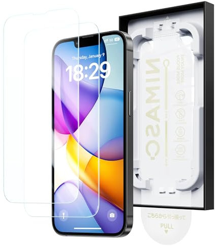 NIMASO for iPhone 16e/13 Pro/13/14 Screen Protector 6.1 inche, 2 Pack HD Clear Tempered Glass, 9H Hardness Shockproof, with Auto-Dust Removal Box, Instant Installation