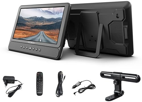 Reflexion DVD1052N Twin Monitor, tragbarer DVD Player für das Auto, 10.1 (25,6 cm) Zoll LCD-Bildschirm, Stereolautsprecher, Elektronisches Antischocksystem, Akku, USB, 12V Auto-Adapter, 230V Netzteil