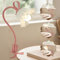 Flower Desk Lamp Clip on Light,LED Reading Light Bedside Vintage Night Lights,3 Colours Modes Bedside Lamps Decor,Cute Gooseneck Eye-Caring Nightstand Lights for Bedroom Office Living Room (Pink)