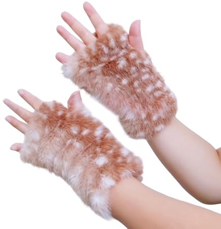 Maxtonser 1 Paar fingerlose Fleece-Handschuhe mit Rentier-Druck, für den Winter, weich, Unisex, Design, Weihnachten, Elch, Cosplay