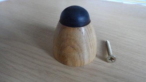 Solid Oak Wood Wall Door Stop - With Rubber Stop (OC)