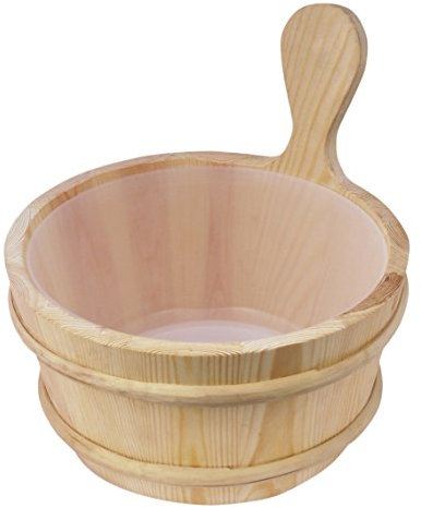 Well Solutions 3 Tlg. Sauna Zubehörpaket Aufgusskübel aus Holz ca 4 Liter, Kübel Kunststoffe...