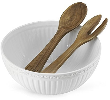 MIKASA Italienische Salatschüssel mit Servierutensilien