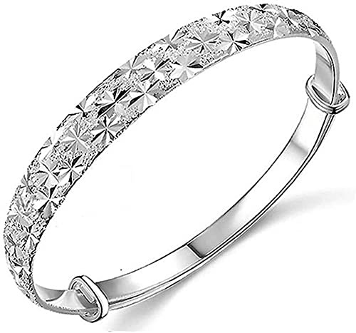 VOMONO Delicate Beautiful Silver Bangle Bracelet with Snowflake Carved,925 silver jewellery
