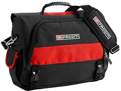FACOM - Sac Textile pour Outils et Pc Portable - BS.TLBPB - Trousse de Transport - 14 Pochettes Intérieur et 2 Poches Latérales Extérieur - Sangle avec Mousse de Confort - pour Outillage à Main