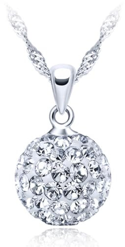 Infinite U 925 Halskette, Sterlingsilber, österreichische Kristalle, Anhänger in Schneeball-Form, für Damen/Mädchen