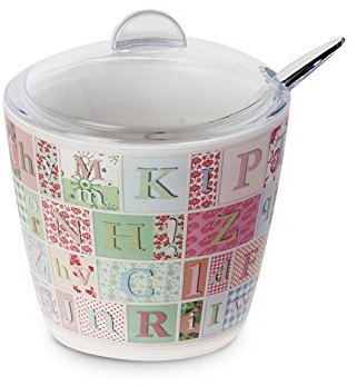 omada Design Sugar Bowl or Sugar Holder, 8,8 fl oz, in Unbreakable Plastic and Washable in Industrial dishwashers, with indeleble Decoration, Plexart Line
