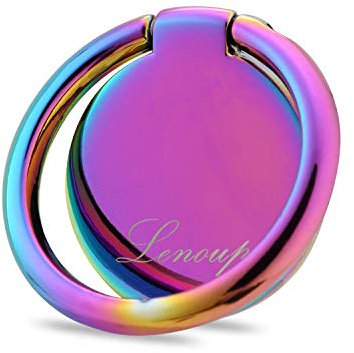 lenoup Rainbow Cell Phone Ring Stand Holder,Purple Multicolor Ring Grip Kickstand,360 Rotation Metal Finger Ring for Almost All Phones,Pad