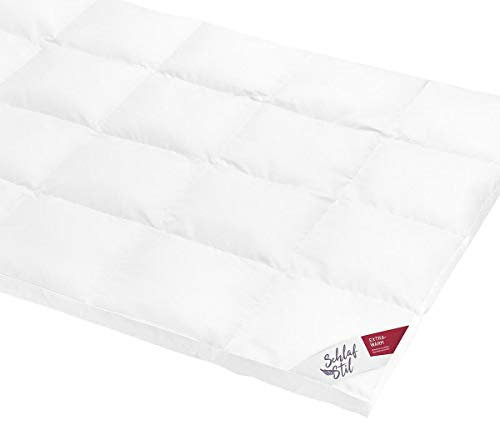 SCHLAFSTIL Gänsedaunenbettdecke D600, Extrawarm, 100% Gänsedaunen Größe 155x220
