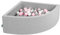 KiddyMoon Piscine À Balles pour Bébé Quart Angulaire 90X30cm/200 Balles 7Cm Fosses À Boules Jouet Enfant, Gris Clair: Blanc/Gris/Rose Poudré