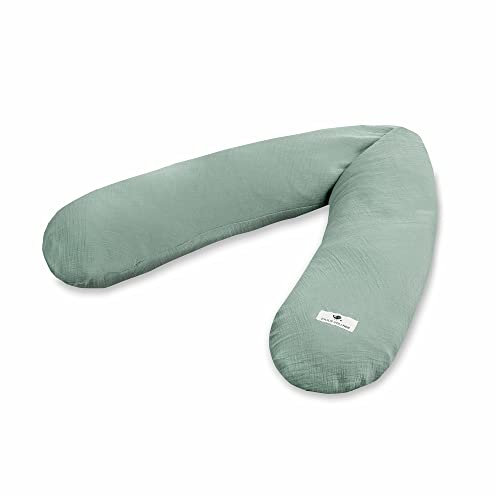 Julius Zöllner Musselin Stillkissen ca. 190 cm | Füllung 42 Liter EPS-Mikroperlen | Made in Germany | Bezug aus 100% Baumwollmusselin | Oeko-TEX® Standard 100 | Grün