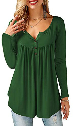 Beluring Ladies Tunic Tops Long Sleeve Tshirts Women Loose Blouse Black Fridy Green Size 22 24