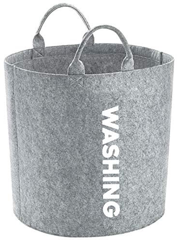 Hippowarehouse Washing (Printed Vertical) Name Toys and Teddies Basket Babies Kids bedroom Foldable Storage Premium Felt 20 Litre or 50 Litre