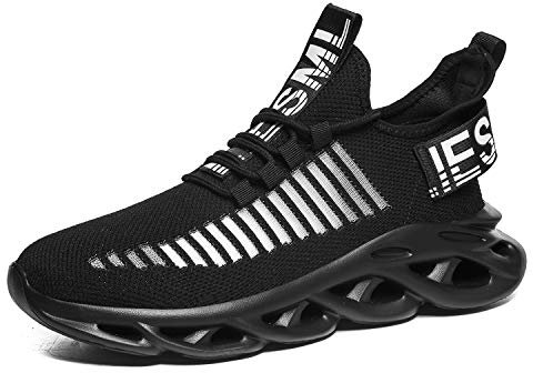 AARDIMI Herren Laufschuhe Leichte Fitness straßenlaufschuhe Sneaker Sportschuhe atmungsaktiv Anti-Rutsche Gym Fitness Schuhe (Schwarz, Numeric_41)