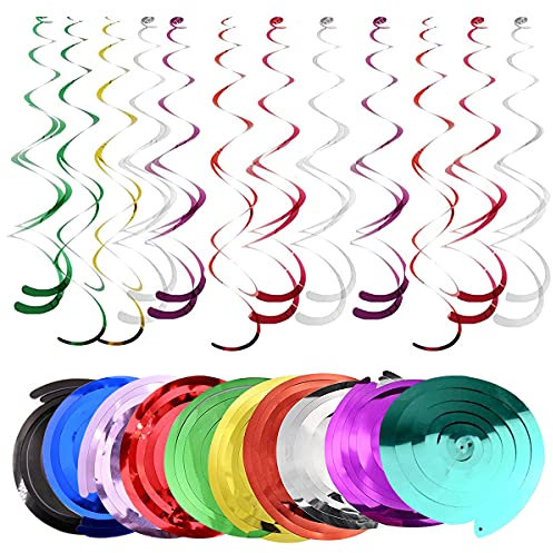 Mehrfarbige Deko Spiralen, DBAILY 60pcs Hängende Deckenhänger Spirale Regenbogen Wirbel Deko für Hochzeit Geburtstagsfeier Babyparty Weihnachten Silvester Karneval(10 Farben)