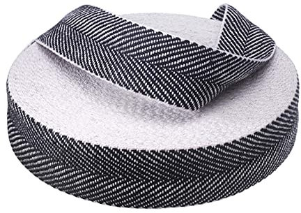 Direct Manufacturing Upholstery Webbing, Herringbone Black/White Cotton, Traditional Jute 2 50mm x 33m - Made in the UK