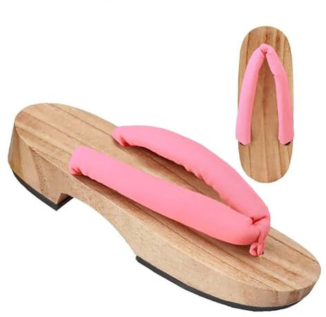 Meaniny Holzclogs Damen Kamado Kochou Cosplay Schuhe Geta Hausschuhe Japanisch, Pink, 8.5-9.5 Women/7-8 Men
