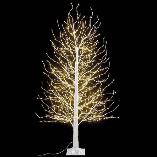 Albero Natalizio Luminoso con 900 Luci Led Bianco Caldo - Albero di Natale Artificiale per Interni ed Esterni Altezza 1,6 Metri 144 Rami Luminosi