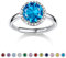 Bestyle Runder Zirkonia Ringe für Damen Geburtsstein Dezember Fingerring Verstellbarer Blauer Topas Verlobungsring Silber 925 Mädchen Bling Modeschmuck