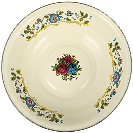DOITOOL Vintage Rührschüssel Emaille Schüssel Vintage Emaille Salat Rührschüssel Emaille Waschbecken Suppenbecken Suppenschüssel Rundes Serviertablett für Zuhause (zufällige Farbe)