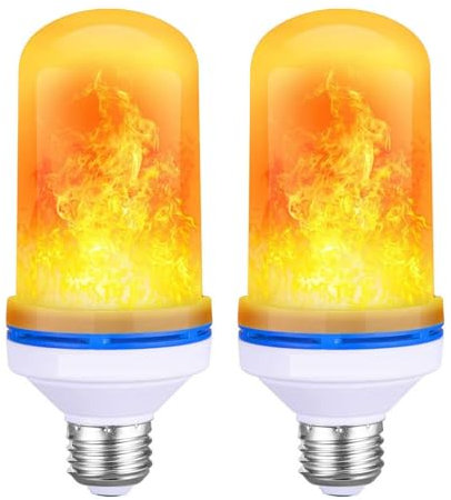 Shunfaji Ampoule de Flamme E27 9W LED, 4 Couleurs d'Éclairage, Capteur de Gravité pour Décoration de Noël Intérieure/Extérieure/Bar/Fête (Jaune x 2)