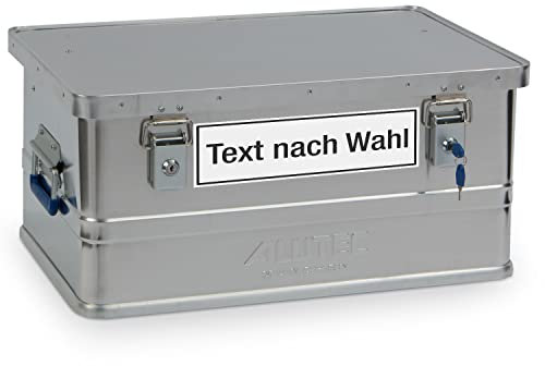 Betriebsausstattung24 Alutec Aluminumbox Classic 40 Liter inkl. Wunschtext Aufkleber BxHxT: 57,5 x 27,0 x 38,5 cm - Material: Aluminium - Transportkiste mit zwei Zylinderschlössern