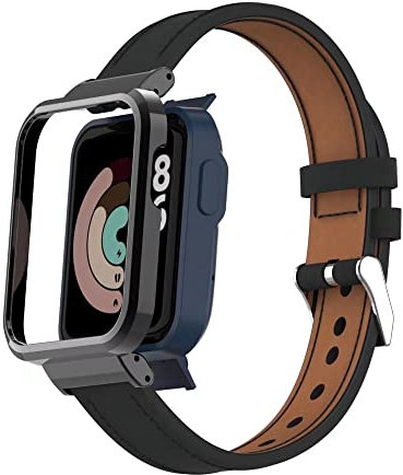 T-BLUER Compatible avec Xiaomi Mi Watch Lite/Redmi Watch Lite Bracelets,Accessoires de Bracelet en Cuir de Remplacement avec Cadre en Métal pour Redmi Watch Lite Fitness Tracker,Noir