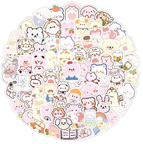 Kawaii-Aufkleber, niedliches Anime-Tier, ästhetisches Meme, japanischer Cartoon-Bär, Kaninchen, Vsco, Aufkleber, Kawaii-Aufkleber für Laptop, Wasserflasche, Zimmer, Wohnheim, Dekoration, Zubehör,