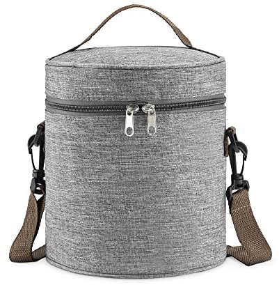Navaris Faltbare Thermo Einkaufskorb Kühltasche - 5L Kühlbox Picknickkorb Isolier Korb - 20,5x18 cm isolierte Thermotasche Coolerbag faltbar in Grau